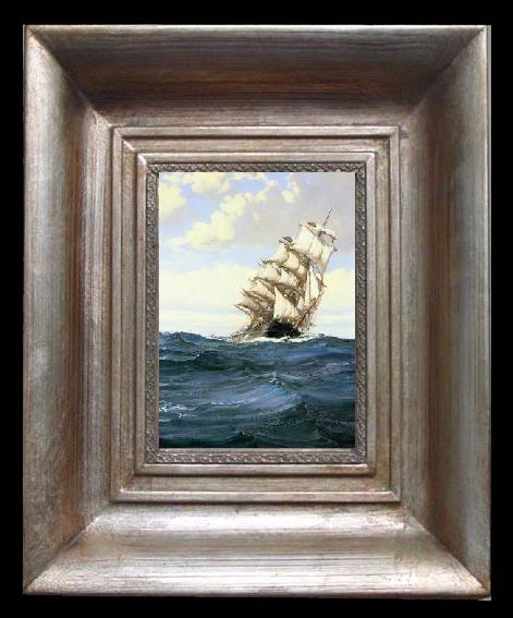 framed  unknow artist Seascape, boats, ships and warships. 133, Ta077-2